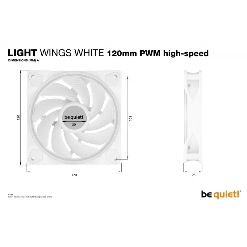 be quiet Light Wings Valge | 120mm PWM kiire Triple-Pack arvutikorpuse ventilaator 12 cm 3 tk
