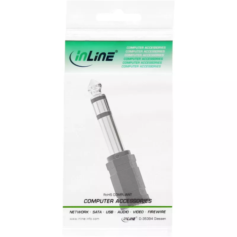 InLine heliadapter, 6,3 mm isane / 3,5 mm emane stereo, 3,5 mm pistikupesa emane, must