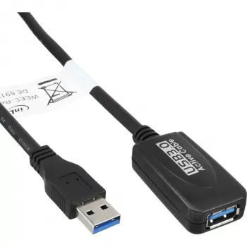 InLine USB3.2 Gen.1 Active Repeater kaabel Type A male / female, must, 5 m