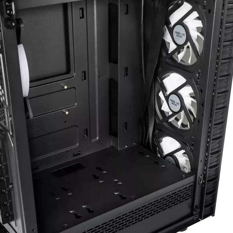 PC Midi Tower Kolink Observatory Lite — Must, Karastatud klaas, ATX/Micro-ITX, 3×120 mm ees, 1×120 mm taga, 190×400×440 mm