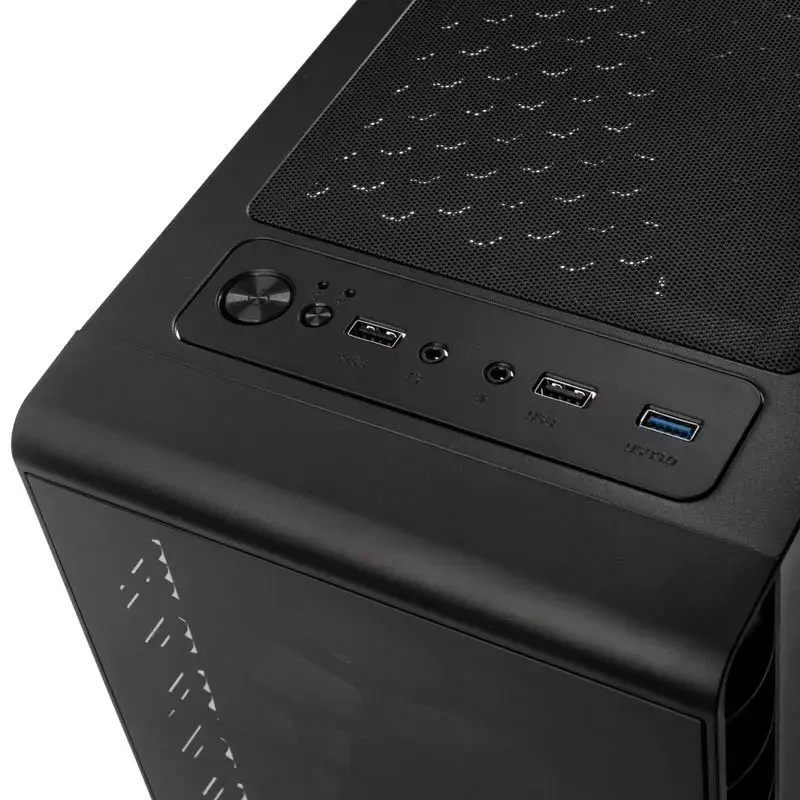 PC Midi Tower Kolink Observatory Lite — Must, Karastatud klaas, ATX/Micro-ITX, 3×120 mm ees, 1×120 mm taga, 190×400×440 mm