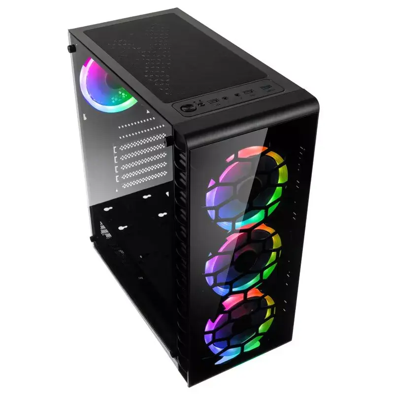 PC Midi Tower Kolink Observatory Lite — Must, Karastatud klaas, ATX/Micro-ITX, 3×120 mm ees, 1×120 mm taga, 190×400×440 mm