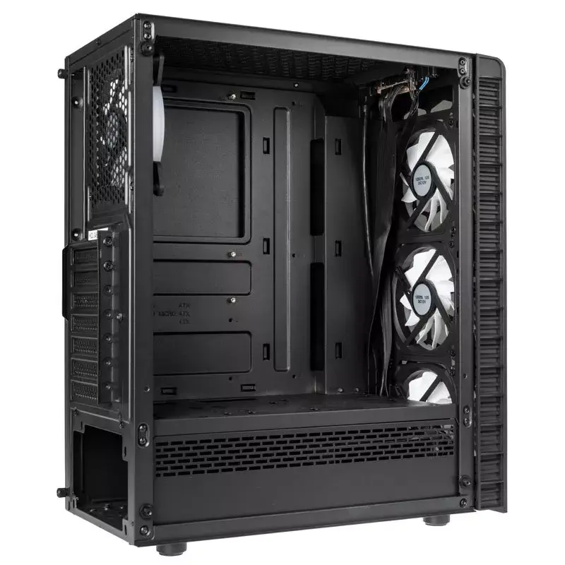 PC Midi Tower Kolink Observatory Lite — Must, Karastatud klaas, ATX/Micro-ITX, 3×120 mm ees, 1×120 mm taga, 190×400×440 mm