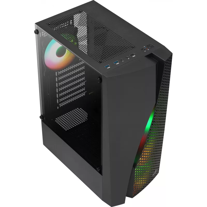 Aerocool WAVEBKV3 ATX PC-korpus Karastatud klaas 4xRGB ventilaatorit Must