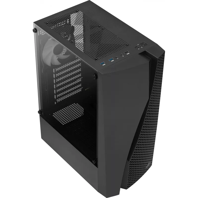 Aerocool WAVEBKV3 ATX PC-korpus Karastatud klaas 4xRGB ventilaatorit Must