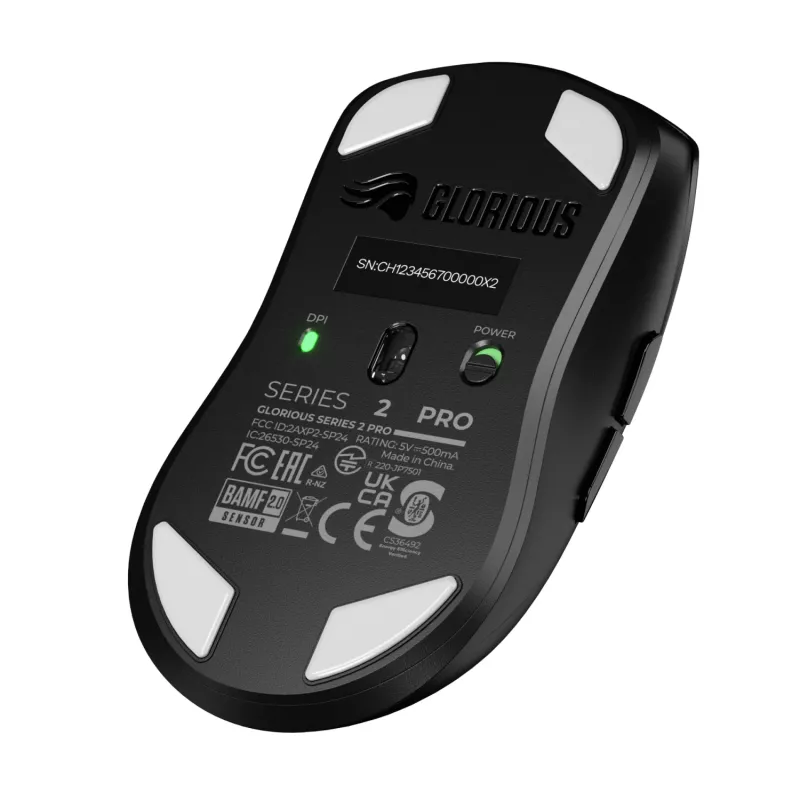 Juhtmevaba mänguhiir GLORIOUS Series 2 PRO (paremakäeline) — 26 000 DPI, RF-juhtmevaba + USB‑C, 4K/8K Hz, 6 nuppu, must