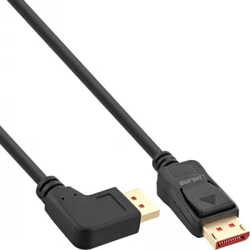 DisplayPort 1.4 kaabel InLine 17151L 8K4K vasakule nurga all must/kuldne 1 m