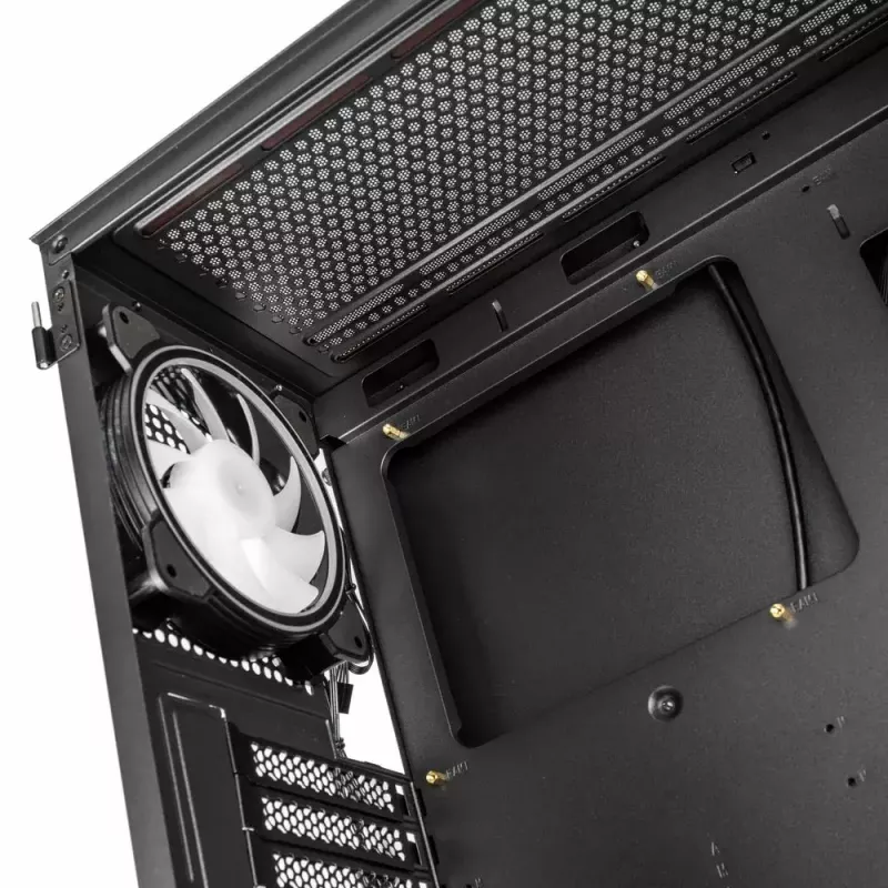 PC Case Kolink Inspire K12 ARGB Midi Tower — must läbipaistva küljega, toetab ATX/Micro ATX/ITX, 2x3,5 tolli + 2x2,5 tolli sahtlid