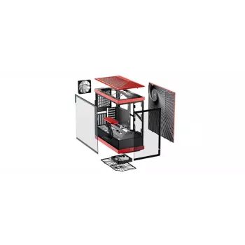 PC-korpus HYTE Y40 Midi Tower must, punane