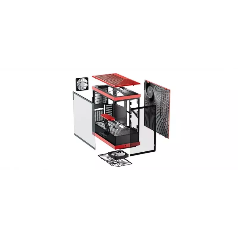 PC-korpus HYTE Y40 Midi Tower must, punane
