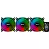 Aerocool ASTRO12PRO komplekt 3 ventilaatorit PC 12cm LED RGB vibratsioonivastane kaugjuhtimispult