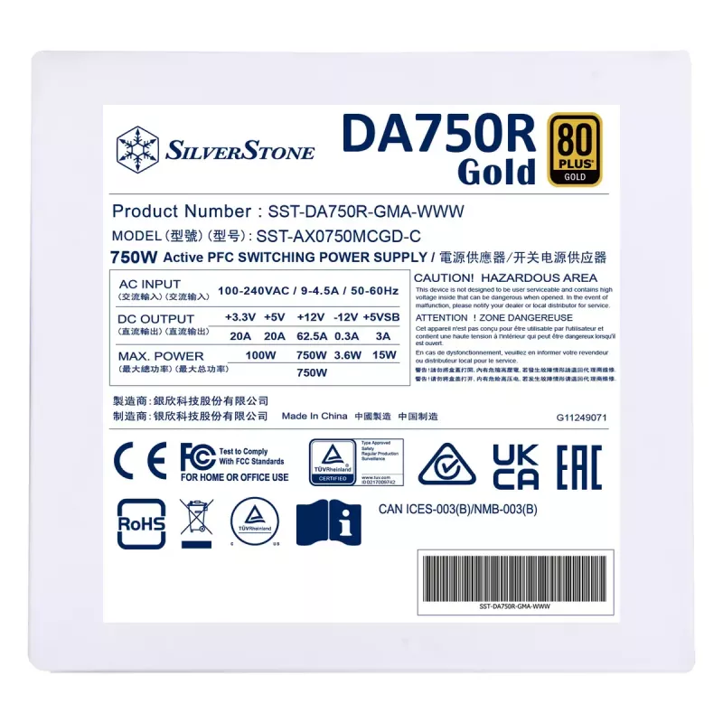 Toiteplokk Silverstone DA750R Gold 750 W