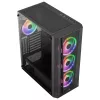 Aerocool PRISMBKV3 PC korpus ATX must 4 ventilaatorit ARGB ees külg külg karastatud klaas