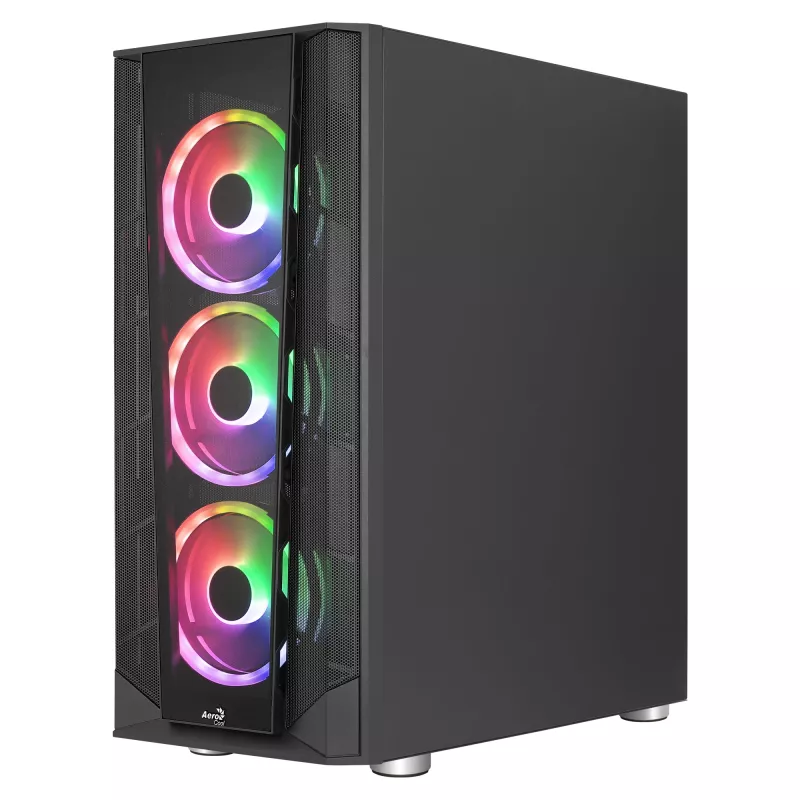 Aerocool PRISMBKV3 PC korpus ATX must 4 ventilaatorit ARGB ees külg külg karastatud klaas