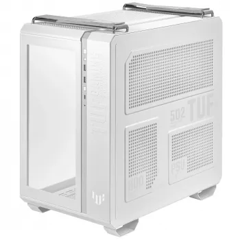 PC-ümbrise ASUS TUF Gaming GT502 PLUS Midi Tower valge — ATX, karastatud klaas, USB-C, 8 laienduspesa
