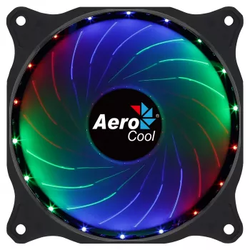 AEROCOOL COSMO12FRGB 120 mm arvutikorpuse ventilaator, 1000 p/min, 15 RGB LED-i, Molex pistik, 3,72 W, must