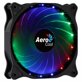 AEROCOOL COSMO12FRGB 120 mm arvutikorpuse ventilaator, 1000 p/min, 15 RGB LED-i, Molex pistik, 3,72 W, must