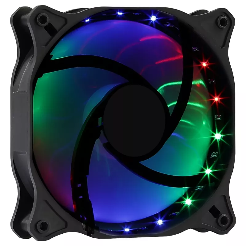 AEROCOOL COSMO12FRGB 120 mm arvutikorpuse ventilaator, 1000 p/min, 15 RGB LED-i, Molex pistik, 3,72 W, must