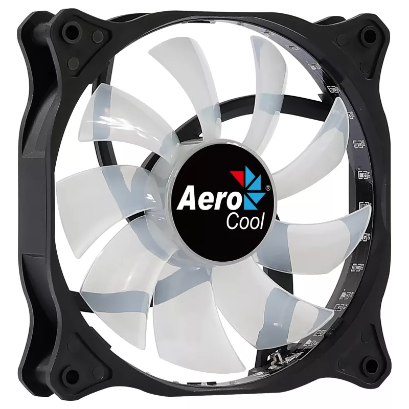 AEROCOOL COSMO12FRGB 120 mm arvutikorpuse ventilaator, 1000 p/min, 15 RGB LED-i, Molex pistik, 3,72 W, must