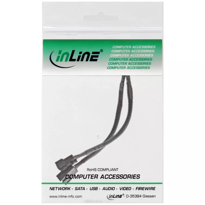 InLine PWM ventilaatori toite Y-kaabel, 4 kontakti. 1M/2F, 0,15 m