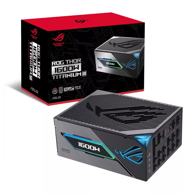 Toiteplokk ASUS ROG THOR-1600T3-GAMING 1600 W, 80 PLUS Titanium, ATX 3.1, täismodulaarne, OLED-ekraan
