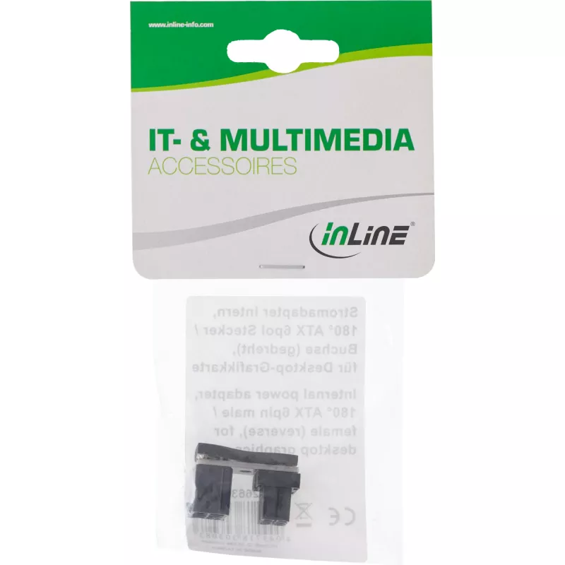 InLine sisemine toiteadapter 180° ATX 6-kontaktiline isane emane pööratud must 26636F