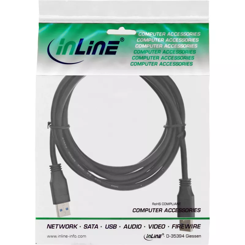 InLine USB 3.2 Gen.1 kaabel, isane A / isane A, must, 2m