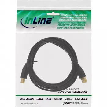 InLine USB 2.0 kaabel tüüp A isane / tüüp B emane must, kullatud, 1 m