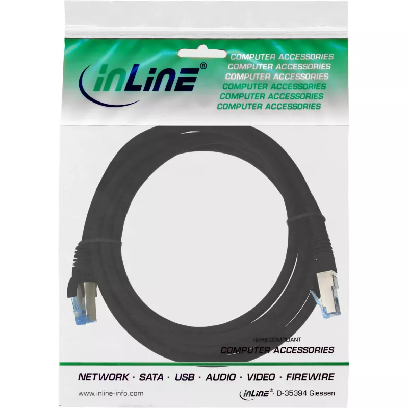 InLine patch-kaabel S/FTP PiMF Cat.6A halogeenivaba 500MHz must 1m