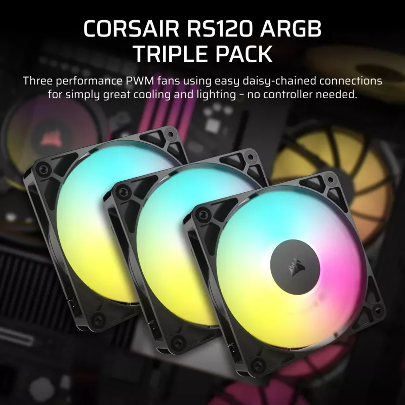 CORSAIR ARGB-ventilaator - RS ARGB seeria 120 120 mm kolmepakk