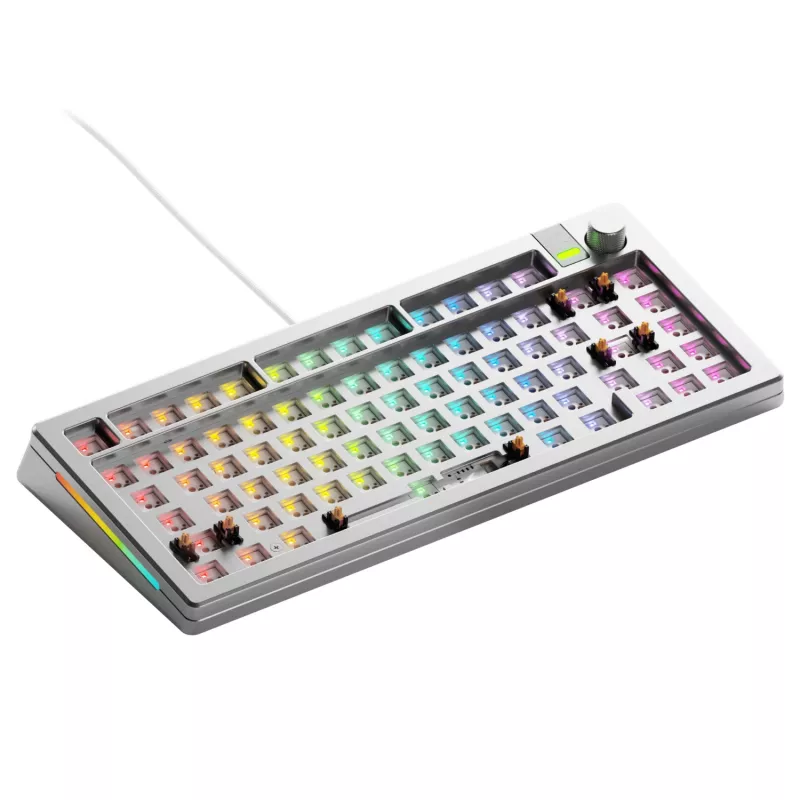 Glorious Gaming GMMK 3 PRO 75% Barebones Wired Silver - US, 75%, juhtmega, USB, RGB LED, hõbedane