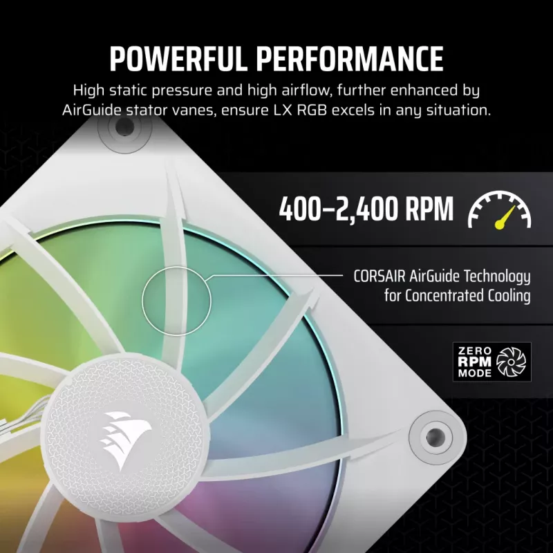 CORSAIR Icue Link Lx120 RGB 120mm Pwm Ventilaatorite Stardikomplekt - Valge