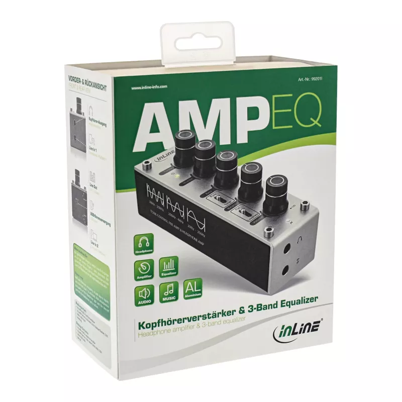 InLine AmpEQ Tri-Tone Hi-Res AUDIO eel- ja kõrvaklappide võimendi, 3,5 mm stereo, USB-toide