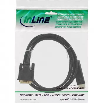 InLine DisplayPorti–DVI muunduri kaabel, must, 1 m, 1 m, DVI-D, DisplayPort, isane, isane, must