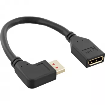 InLine DisplayPort 1.4 adapterkaabel M/F, 8K4K, vasakule kaldu, must/kuldne, 0.15m