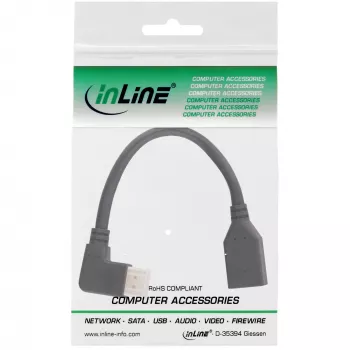 InLine DisplayPort 1.4 adapterkaabel M/F, 8K4K, vasakule kaldu, must/kuldne, 0.15m
