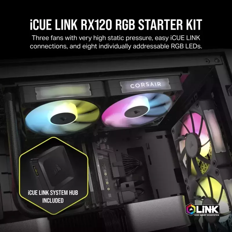 Ventilaator Corsair iCUE LINK RX120 RGB 12 cm 400-2100 RPM Magnetic Bearing