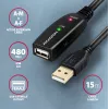 Axagon ADR-215 USB 2.0 A-M -> A-F aktiivne pikendus-/repiterkaabel 15 m