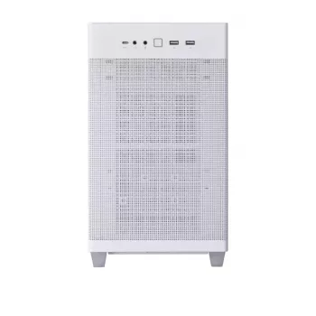 PC-korpus ASUS AP201 PRIME CASE TG Valge Mini Tower — micro ATX, karastatud klaas, 3×3,5 tolli sahtlit, 1×2,5 tolli, USB-A×2, USB-C×1