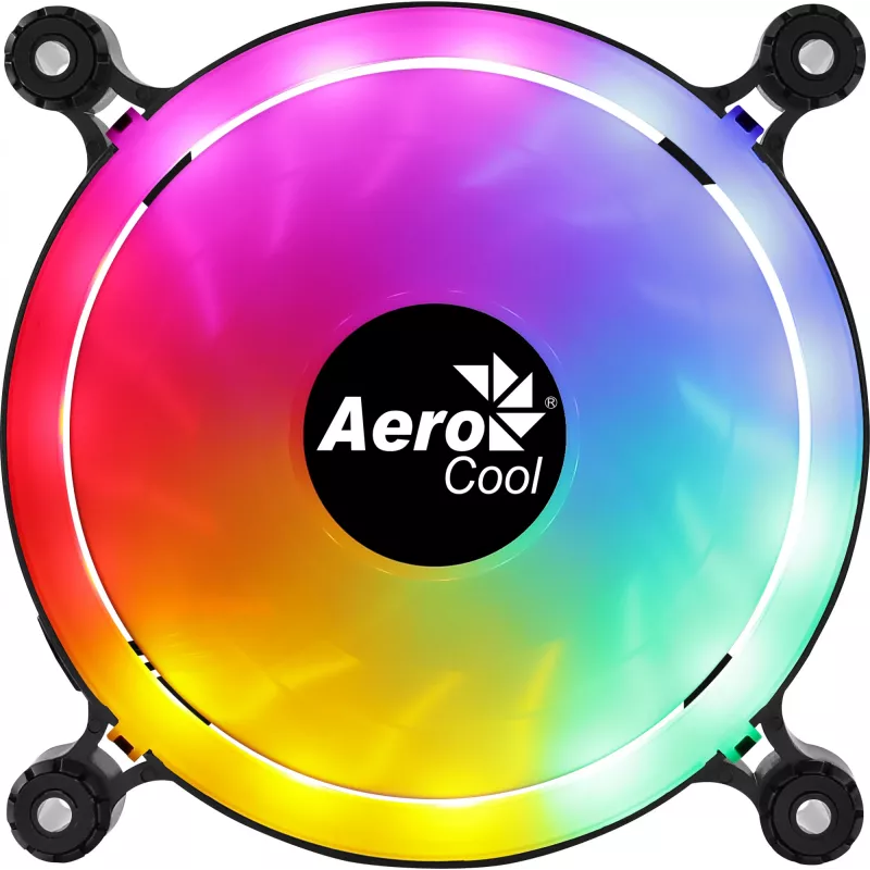 AEROCOOL 120 mm arvutikorpuse ventilaator SPECTRO12 RGB, 12 V, 1000 p/min, 3,6 W, Molex, vibratsioonivastane, hülsslager, must