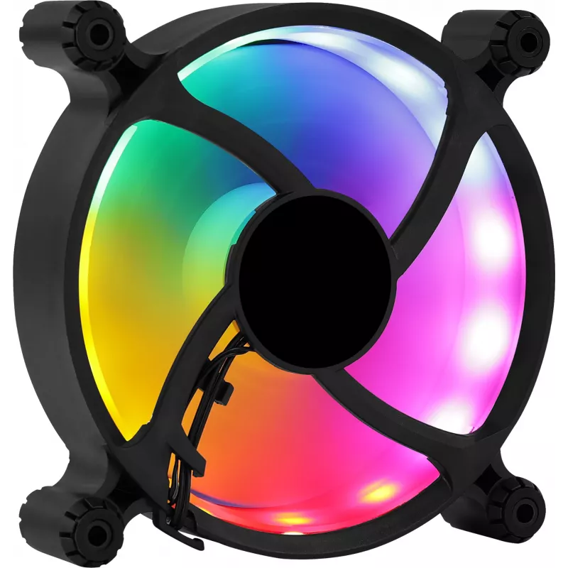 AEROCOOL 120 mm arvutikorpuse ventilaator SPECTRO12 RGB, 12 V, 1000 p/min, 3,6 W, Molex, vibratsioonivastane, hülsslager, must