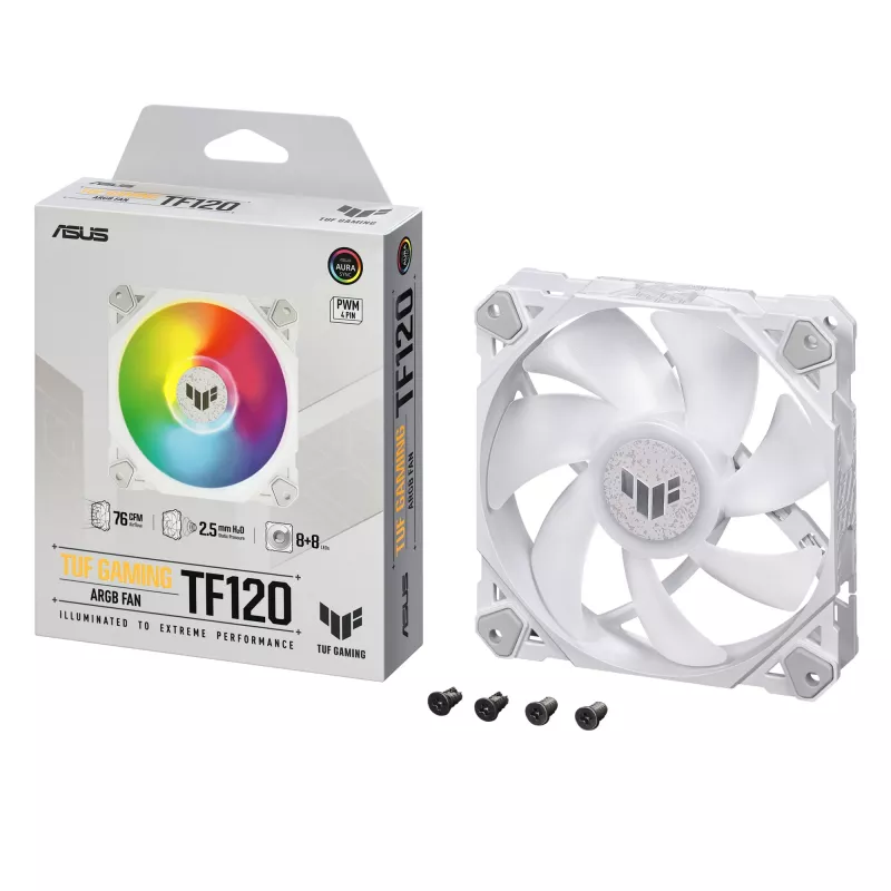 ASUS TUF GAMING TF120 ARGB Valge EDITION Arvutikorpus Õhkjahuti 12 cm 1 tk