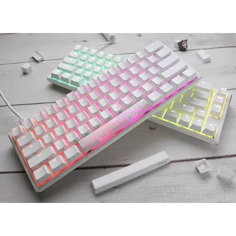Ducky One 3 Mini Pure White klaviatuur mängimiseks USB Saksa mehaaniline RGB