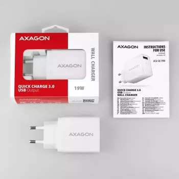 Axagon ACU-QC19W seinadapter 1x QC3.0/AFC/FCP/SMART 19W valge
