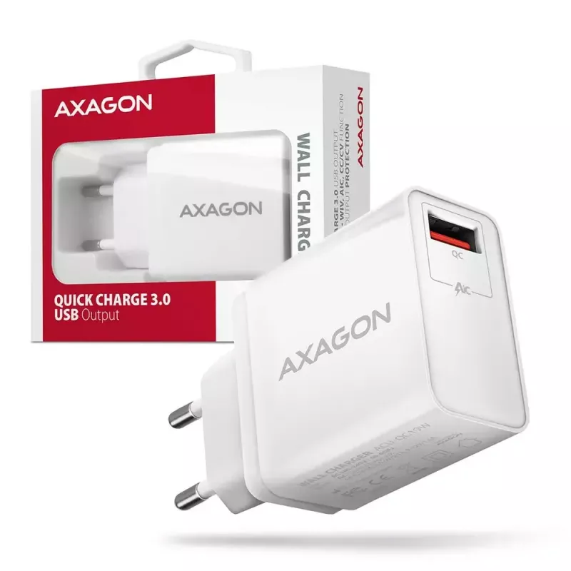 Axagon ACU-QC19W seinadapter 1x QC3.0/AFC/FCP/SMART 19W valge