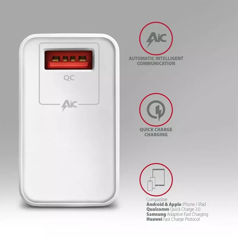 Axagon ACU-QC19W seinadapter 1x QC3.0/AFC/FCP/SMART 19W valge