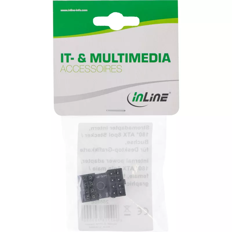 InLine sisemine toiteadapter 180° ATX 8pin isane emane Must 26638E
