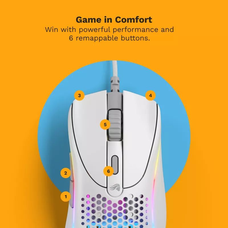 Glorious Gaming Glorious Model D 2 Wired - Matt valge, paremakäeline, optiline, USB Type-A, 26000 DPI, valge