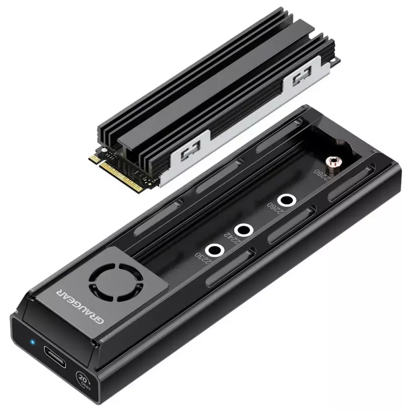 GrauGear G-M205-20G-F dokkjaam M.2 NVMe/NGFF SSD jaoks, USB 3.2 Gen 2x2 Type-C, 20 Gbps, must