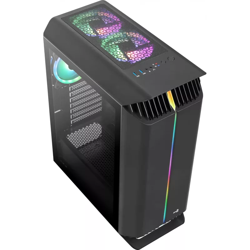 Aerocool GLADIATOR DUO ATX-mängukorpus 3x ARGB 12 cm ventilaatorit, miditorn, arvuti, must, ATX, micro ATX, Mini-ITX, ABS, SPCC, mängimine